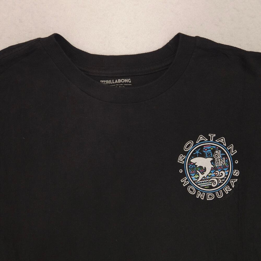 Billabong Roatan Honduras Crew Neck Short Sleeve Graphic Shirt Mens Size M Black